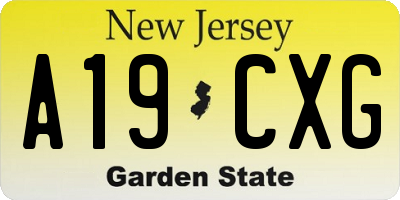 NJ license plate A19CXG