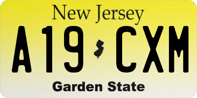NJ license plate A19CXM