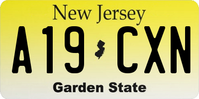NJ license plate A19CXN