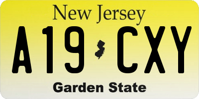 NJ license plate A19CXY