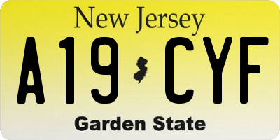 NJ license plate A19CYF