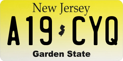 NJ license plate A19CYQ