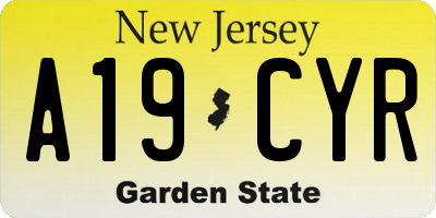 NJ license plate A19CYR