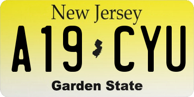 NJ license plate A19CYU