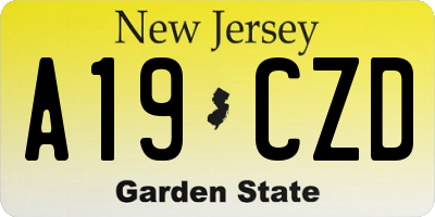 NJ license plate A19CZD