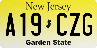 NJ license plate A19CZG