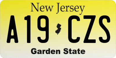 NJ license plate A19CZS