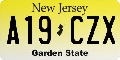 NJ license plate A19CZX