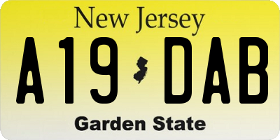 NJ license plate A19DAB