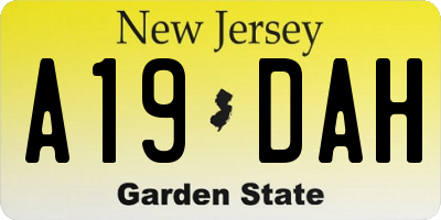 NJ license plate A19DAH