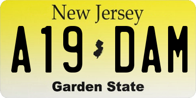 NJ license plate A19DAM