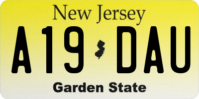 NJ license plate A19DAU