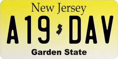 NJ license plate A19DAV