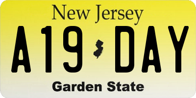 NJ license plate A19DAY