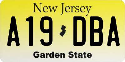 NJ license plate A19DBA