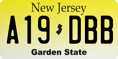 NJ license plate A19DBB