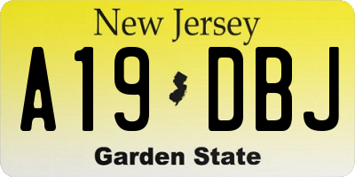 NJ license plate A19DBJ