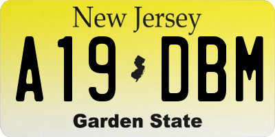 NJ license plate A19DBM