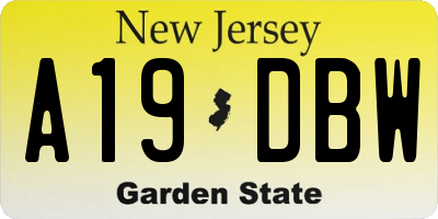 NJ license plate A19DBW