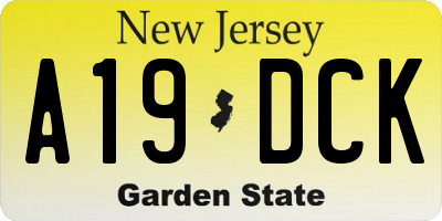 NJ license plate A19DCK