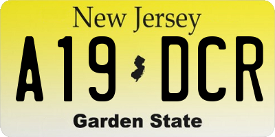 NJ license plate A19DCR