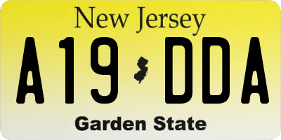 NJ license plate A19DDA