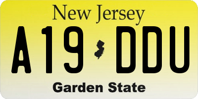 NJ license plate A19DDU