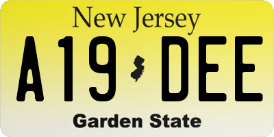 NJ license plate A19DEE