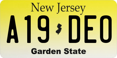 NJ license plate A19DEO