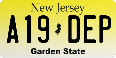 NJ license plate A19DEP