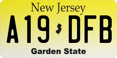 NJ license plate A19DFB