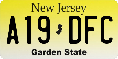 NJ license plate A19DFC