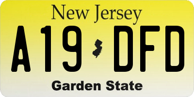 NJ license plate A19DFD