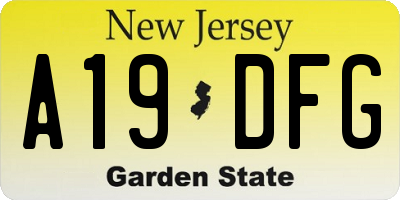 NJ license plate A19DFG