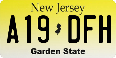 NJ license plate A19DFH