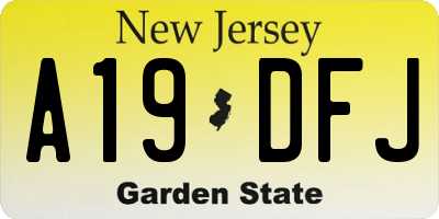 NJ license plate A19DFJ