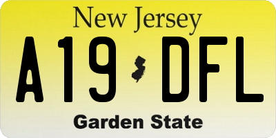 NJ license plate A19DFL