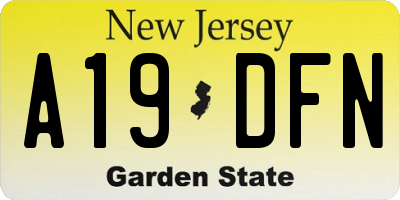 NJ license plate A19DFN