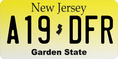 NJ license plate A19DFR
