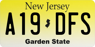 NJ license plate A19DFS