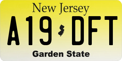 NJ license plate A19DFT