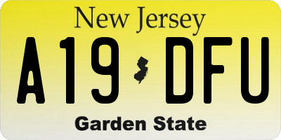 NJ license plate A19DFU