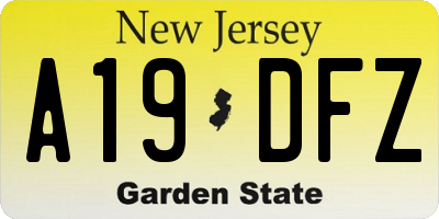 NJ license plate A19DFZ