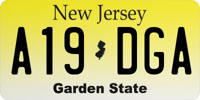 NJ license plate A19DGA