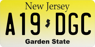 NJ license plate A19DGC