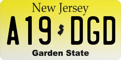 NJ license plate A19DGD