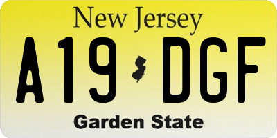 NJ license plate A19DGF