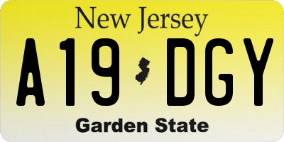NJ license plate A19DGY