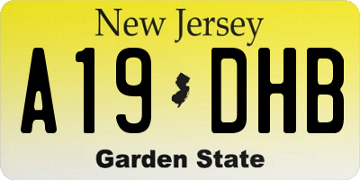 NJ license plate A19DHB