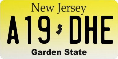 NJ license plate A19DHE